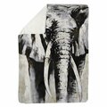 Begin Home Decor 60 x 80 in. Greyscale Elephant-Sherpa Fleece Blanket 5545-6080-AN6